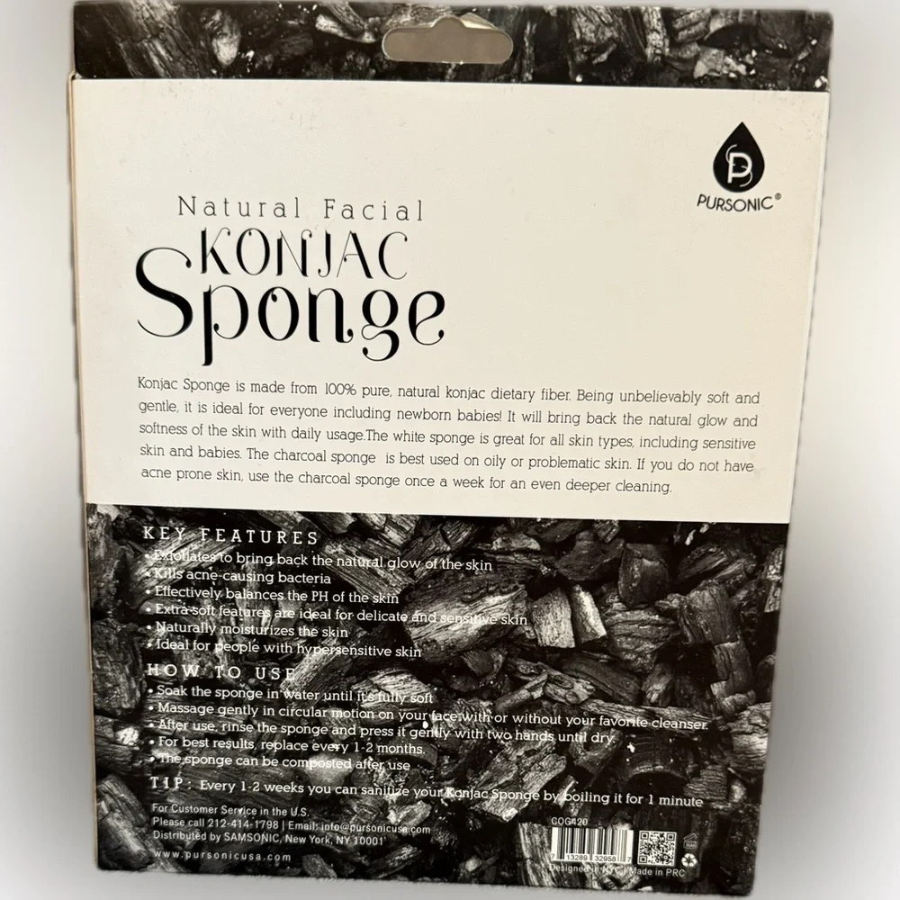 🏷️‼️5/$25🏷️‼️🖤PURSONIC🖤Natural Facial Konjac Sponge Duo Set/NIB